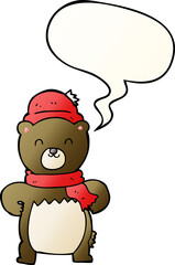 cute cartoon bear and speech bubble in smooth gradient style