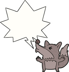 cartoon halloween werewolf howling and speech bubble