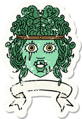 orc barbarian character face with banner illustration