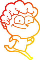 warm gradient line drawing cartoon happy man