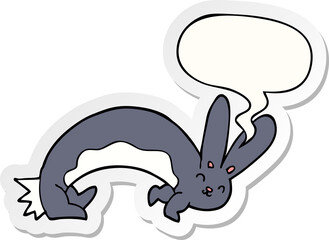 funny cartoon rabbit and speech bubble sticker