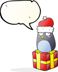 speech bubble cartoon christmas penguin