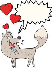 speech bubble cartoon wolf in love