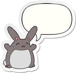 cartoon rabbit and speech bubble sticker