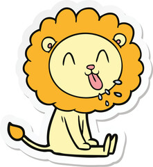 sticker of a happy cartoon lion