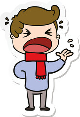 sticker of a cartoon shouting man