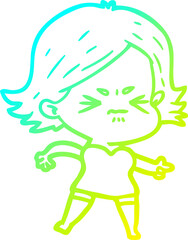 Obraz premium cold gradient line drawing cartoon angry girl