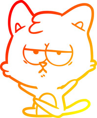 warm gradient line drawing bored cartoon cat