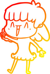 warm gradient line drawing cartoon woman