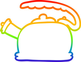 rainbow gradient line drawing cartoon whistling kettle