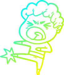 cold gradient line drawing cartoon furious man