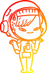 warm gradient line drawing cartoon astronaut woman