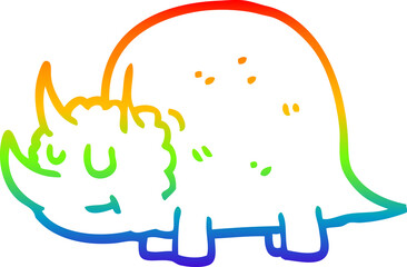 rainbow gradient line drawing cartoon prehistoric dinosaur