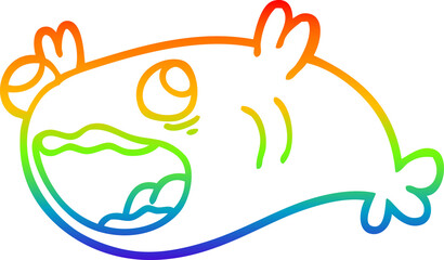 rainbow gradient line drawing cartoon fish