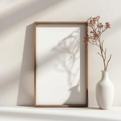 Slim Brown-White Frame Mockup for Empty Pictures