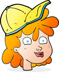 cartoon female face wearing cap