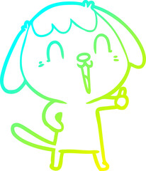 cold gradient line drawing cute cartoon dog