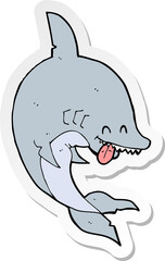 sticker of a funny cartoon shark