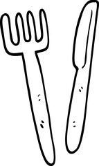 line drawing cartoon knife and fork