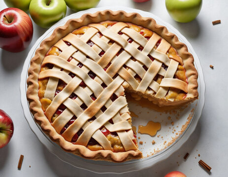 Delicious apple pie 3d illustration realistic