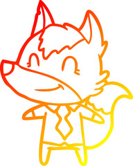 warm gradient line drawing friendly cartoon wolf office worker