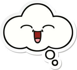 sticker of a cute cartoon thought bubble