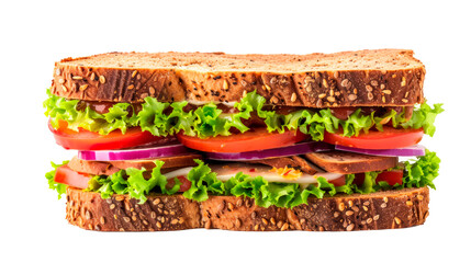 A long sandwich with ham, cheese, and lettuce Isolated on transparent background, PNG