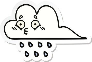 sticker of a cute cartoon rain cloud