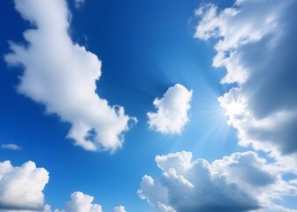 Naklejka na ściany i meble blue sky with white cloud summer background