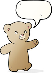 cartoon teddy bear with speech bubble