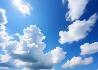 blue sky with white cloud summer background - obrazy, fototapety, plakaty