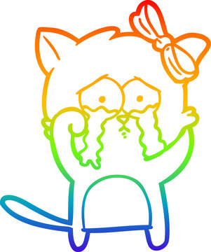 recommend clip art: rainbow gradient line drawing cartoon cat