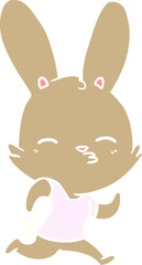 flat color style cartoon running rabbit