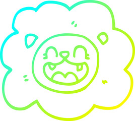 cold gradient line drawing cartoon lion