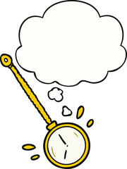 cartoon gold watch and thought bubble