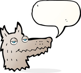 cartoon wolf head with speech bubble