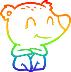 rainbow gradient line drawing smiling polar bear cartoon