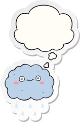 cute cartoon cloud and thought bubble as a printed sticker