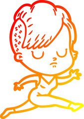 warm gradient line drawing cartoon woman