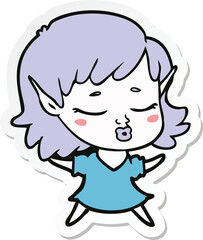 sticker of a pretty cartoon elf girl