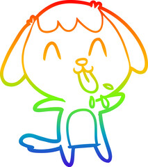 rainbow gradient line drawing cute cartoon dog