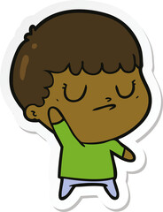 sticker of a cartoon grumpy boy