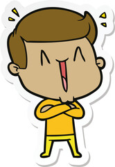 Obraz premium sticker of a cartoon excited man