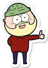 sticker of a cartoon bearded man giving thumbs up sign