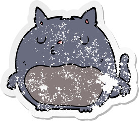 distressed sticker of a cartoon cat