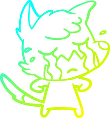 cold gradient line drawing crying fox cartoon