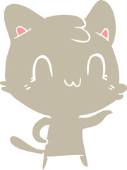 flat color style cartoon happy cat
