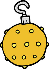 cartoon doodle golden xmas bauble