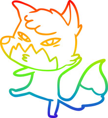 rainbow gradient line drawing clever cartoon fox