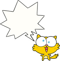 cute cartoon crazy cat and speech bubble